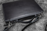 Galen Leather Co. Leather Compendium Bag - A4 Zippered Folio Organizer - Black