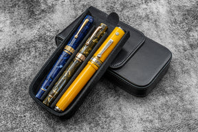 Galen Leather Co. Flap Magnum Opus 3 Slot Hard Pen Case - Black
