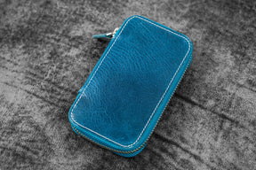 Galen Leather Co. Zippered 6 Slot Pen Case - Crazy Horse Ocean
