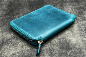 Galen Leather Co. Zippered B6 Notebook Folio - Crazy Horse Ocean