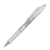 A white pen with silver details on a plain white background.