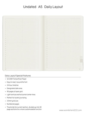 Wonderland222 Undated Weekly Planner A5 - Core - Stacked Weekends v.1