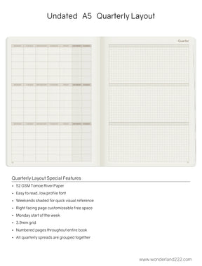 Wonderland222 Undated Weekly Planner A5 - Core - Stacked Weekends v.1