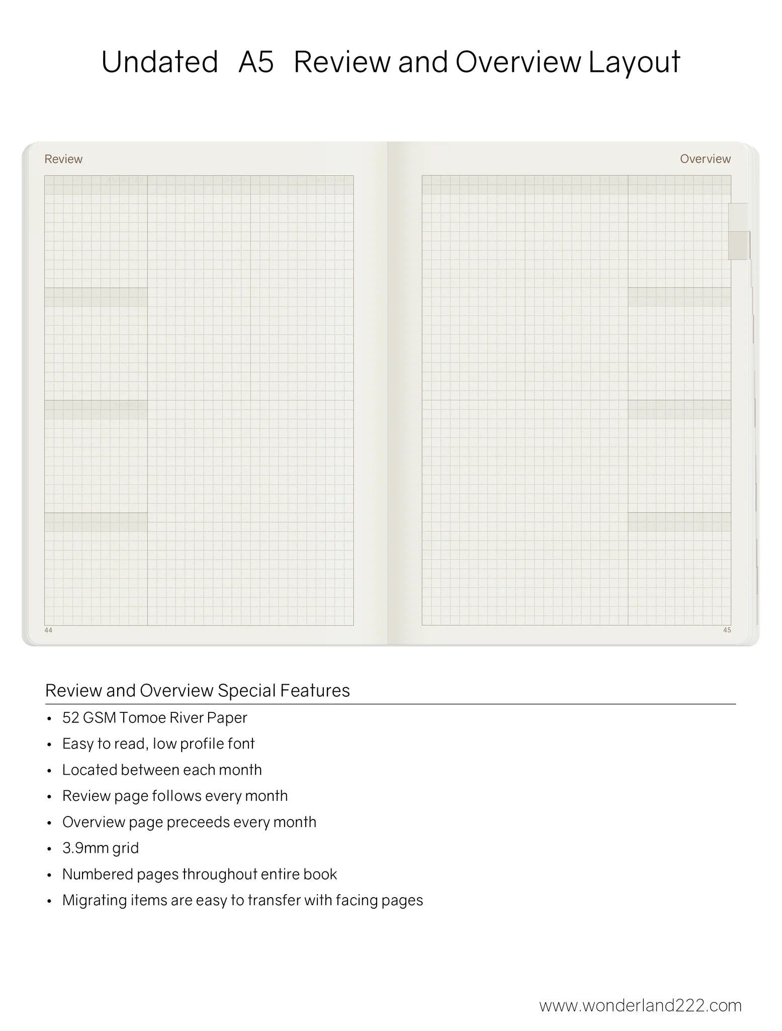 Wonderland222 Undated Weekly Planner A5 - Core - Stacked Weekends v.1
