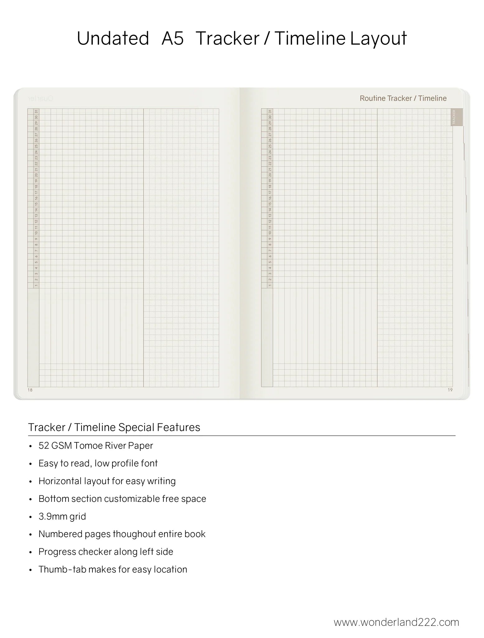 Wonderland222 Undated Weekly Planner A5 - Core - Stacked Weekends v.1