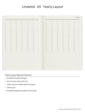 Wonderland222 Undated Weekly Planner A5 - Core - Stacked Weekends v.1