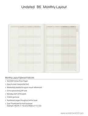 Wonderland222 Undated Weekly Planner B6 - Core - Stacked Weekends