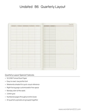 Wonderland222 Undated Weekly Planner B6 - Core - Stacked Weekends