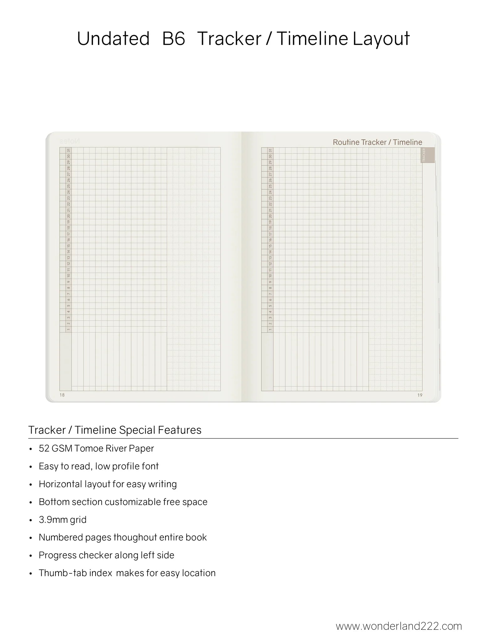 Wonderland222 Undated Weekly Planner B6 - Core - Stacked Weekends