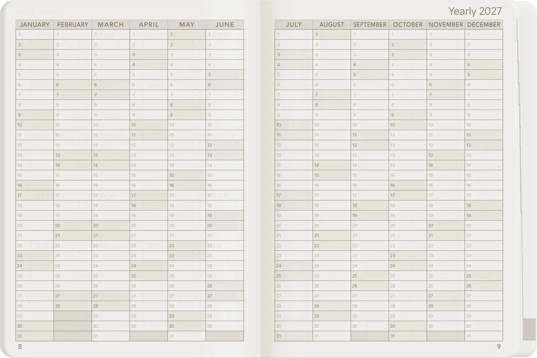 Wonderland22 2027 A6 Weekly Planner - Core - Stacked Weekends