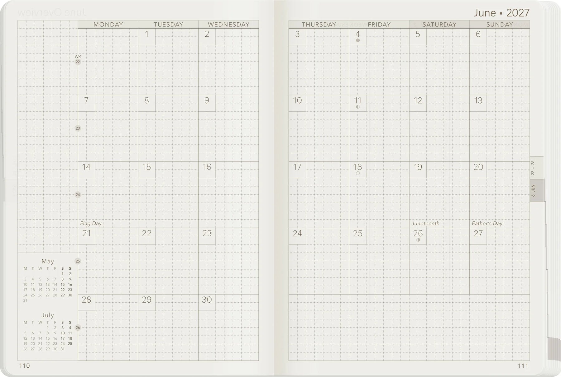 Wonderland22 2027 B6 Weekly Planner - Core - Stacked Weekends