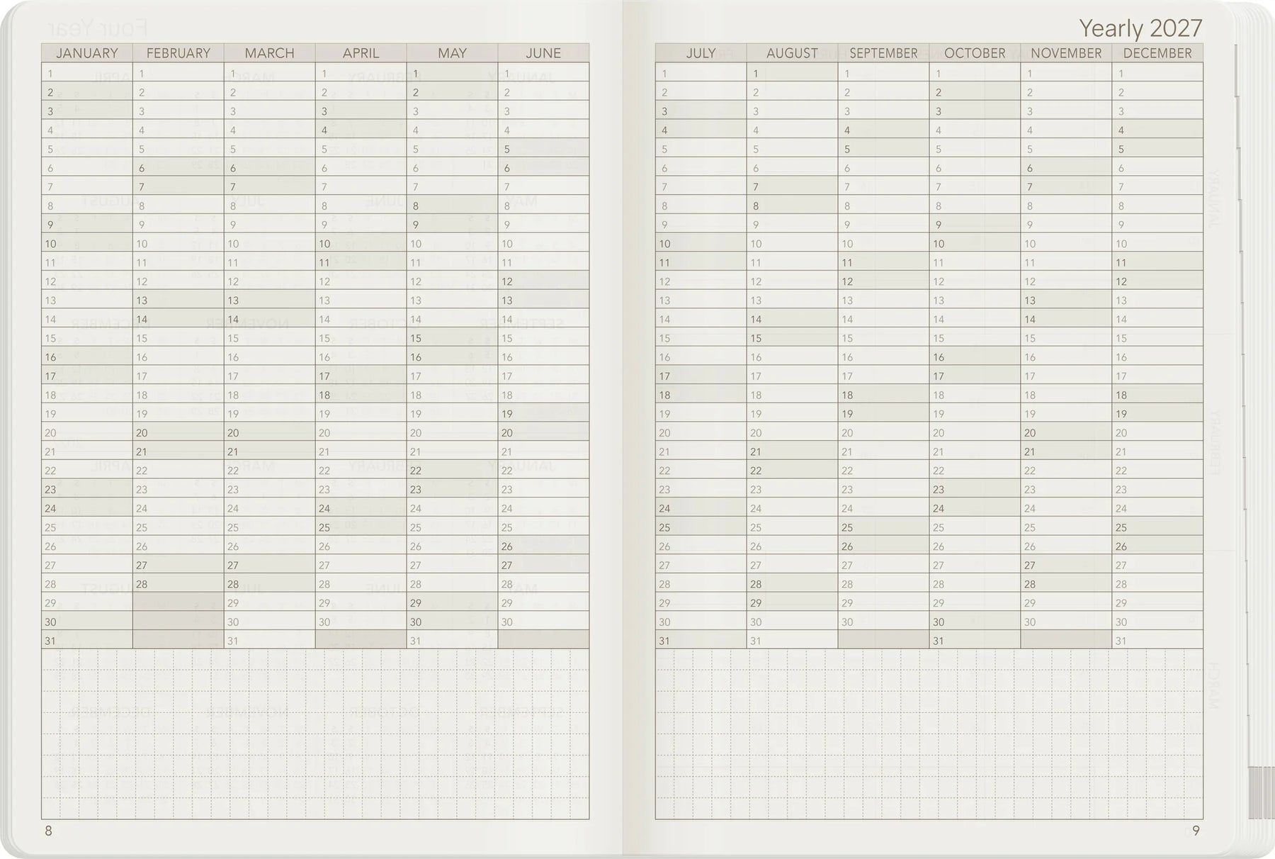 Wonderland22 2027 A5 Weekly Planner - All-in-One - Stacked Weekends
