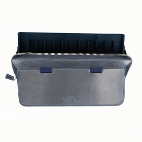 Galen Leather Co. Zipper Magnum Opus 12 Slot Hard Pen Case - Crazy Horse Navy