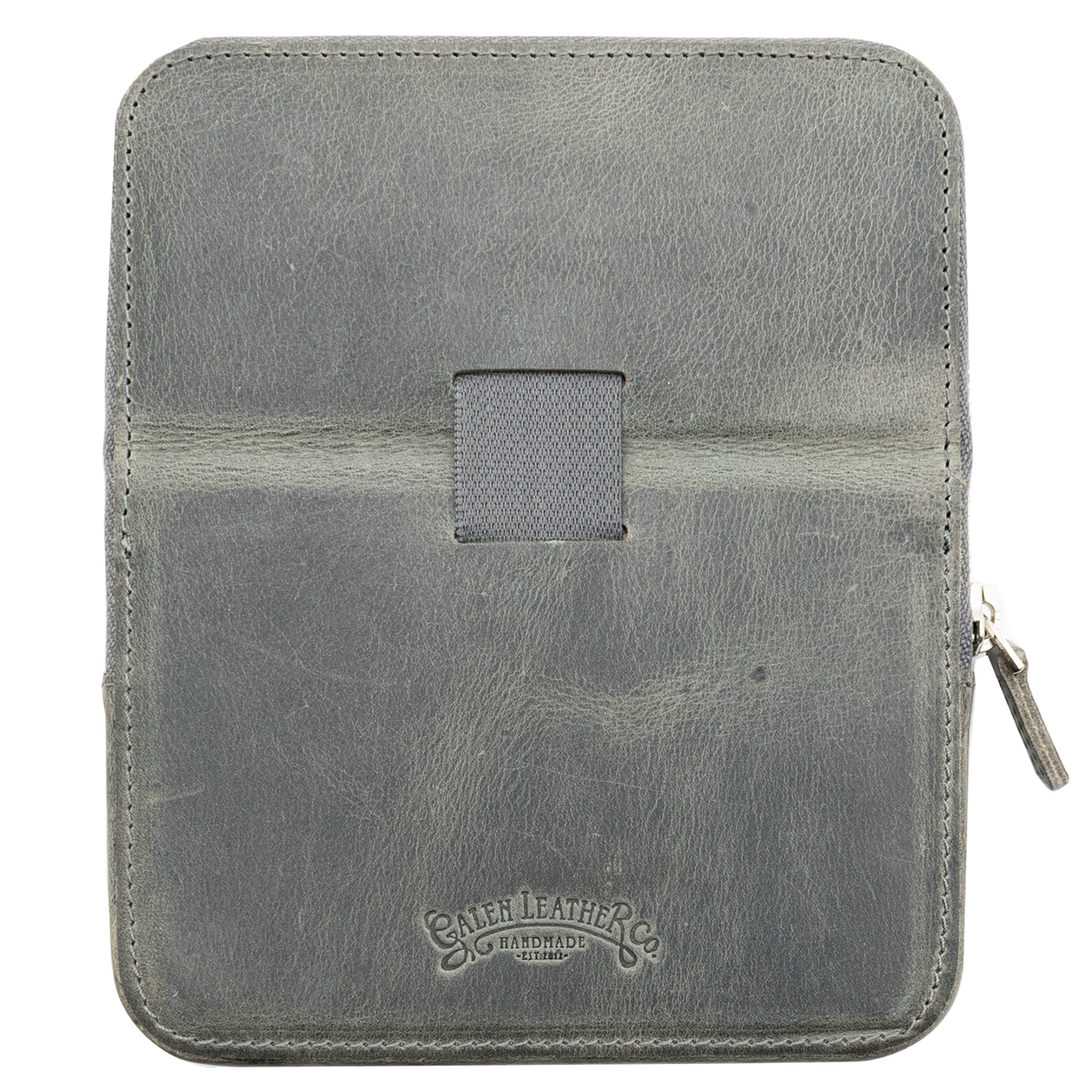 Galen Leather Co. Zipper Magnum Opus 6 Slot Hard Pen Case - Crazy Horse Smoky Grey