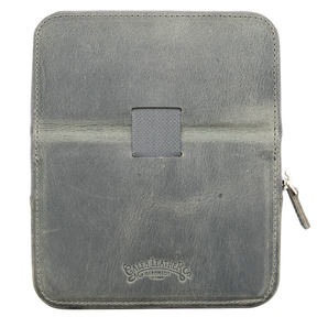 Galen Leather Co. Zipper Magnum Opus 6 Slot Hard Pen Case - Crazy Horse Smoky Grey