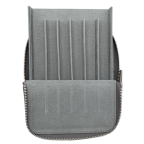 Galen Leather Co. Zipper Magnum Opus 6 Slot Hard Pen Case - Crazy Horse Smoky Grey