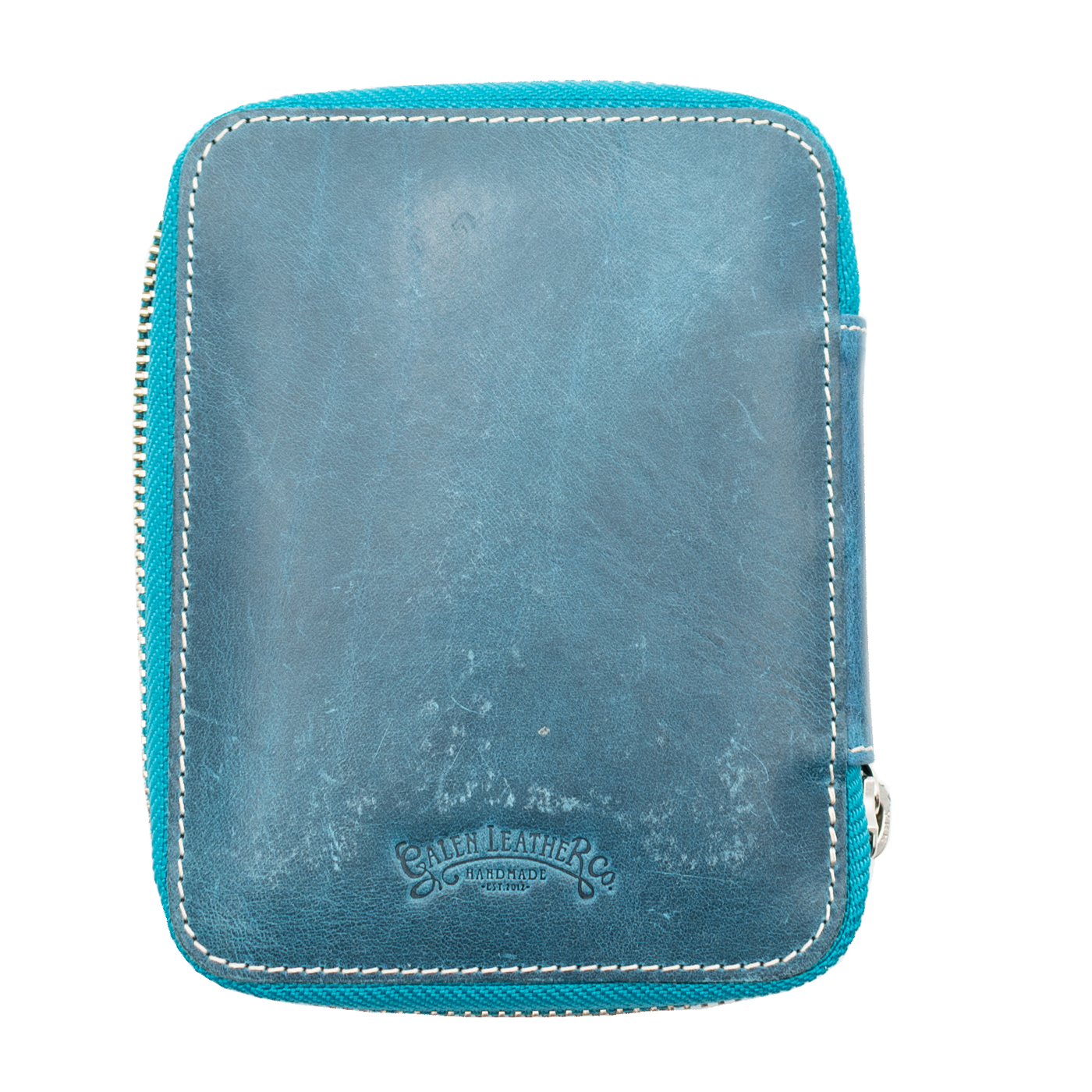 Galen Leather Co. Zippered Collector Pen Case for 14 Kawecos - Crazy Horse Ocean