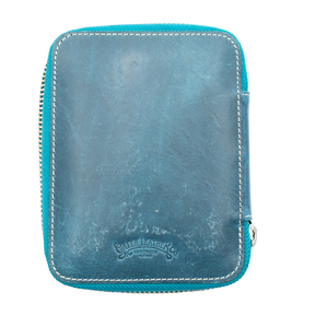 Galen Leather Co. Zippered Collector Pen Case for 14 Kawecos - Crazy Horse Ocean