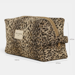 De La Mur Line US Inc. - Leopard Jacquard Squared Makeup Bag - Beige & Black
