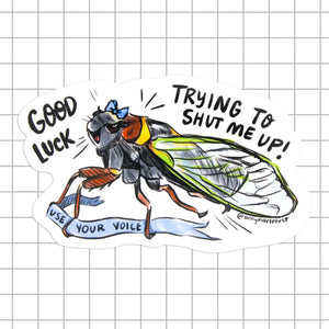 Amy Hartelust Art & Illustration - Vinyl Sticker - Loud Cicada