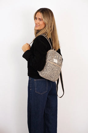 De La Mur Line US Inc. - Leopard Jacquard Backpack - Small Beige & Black
