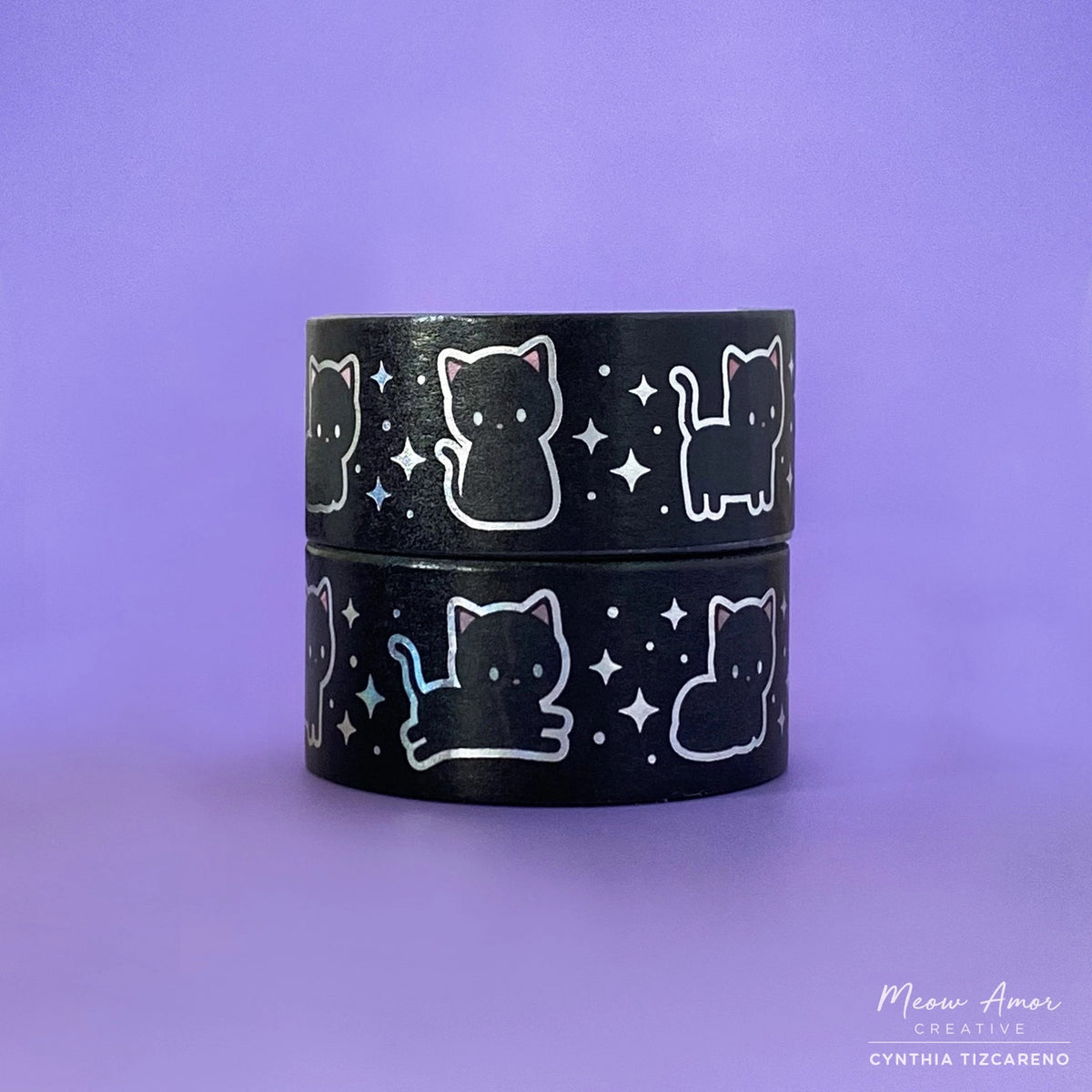 Meow Amor Creative Washi Tape - Void Cat Holographic Foil
