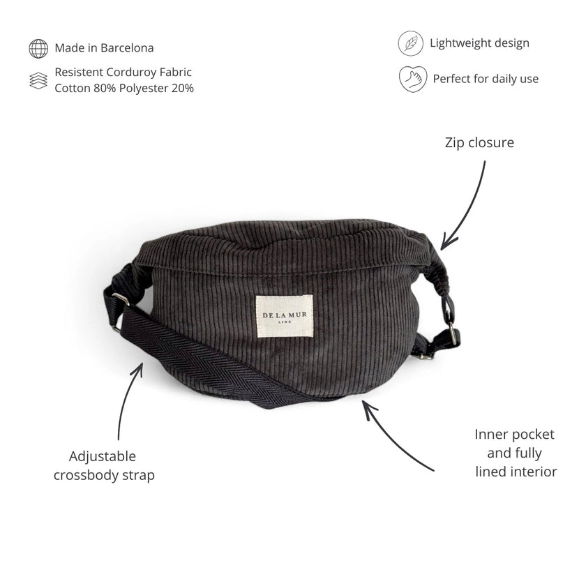De La Mur Line US Inc. - Corduroy Fanny Pack - Charcoal Gray