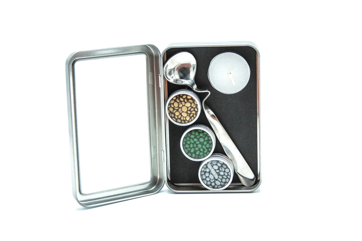 Global Solution Sealing Wax Bead Kit - Antique Gold, Green and Silver