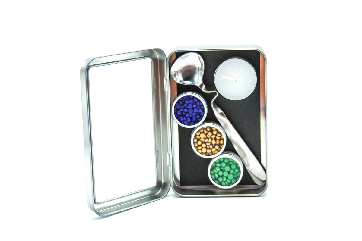 Global Solution Sealing Wax Bead Kit - Gold, Sapphire and Kelly Green