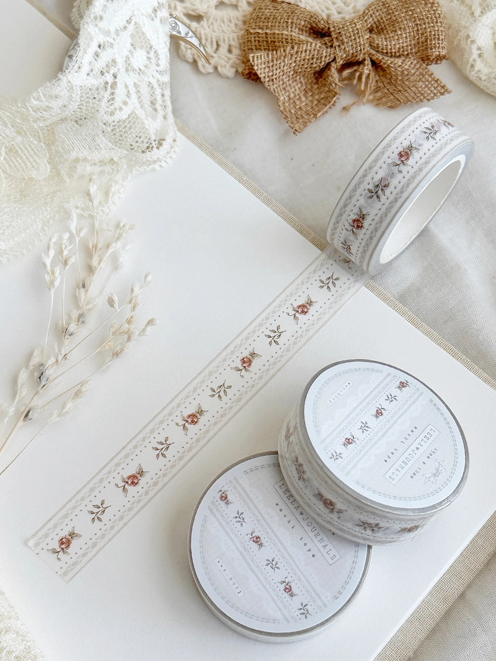 Leelajournals Washi Tape - Laces & Roses Red