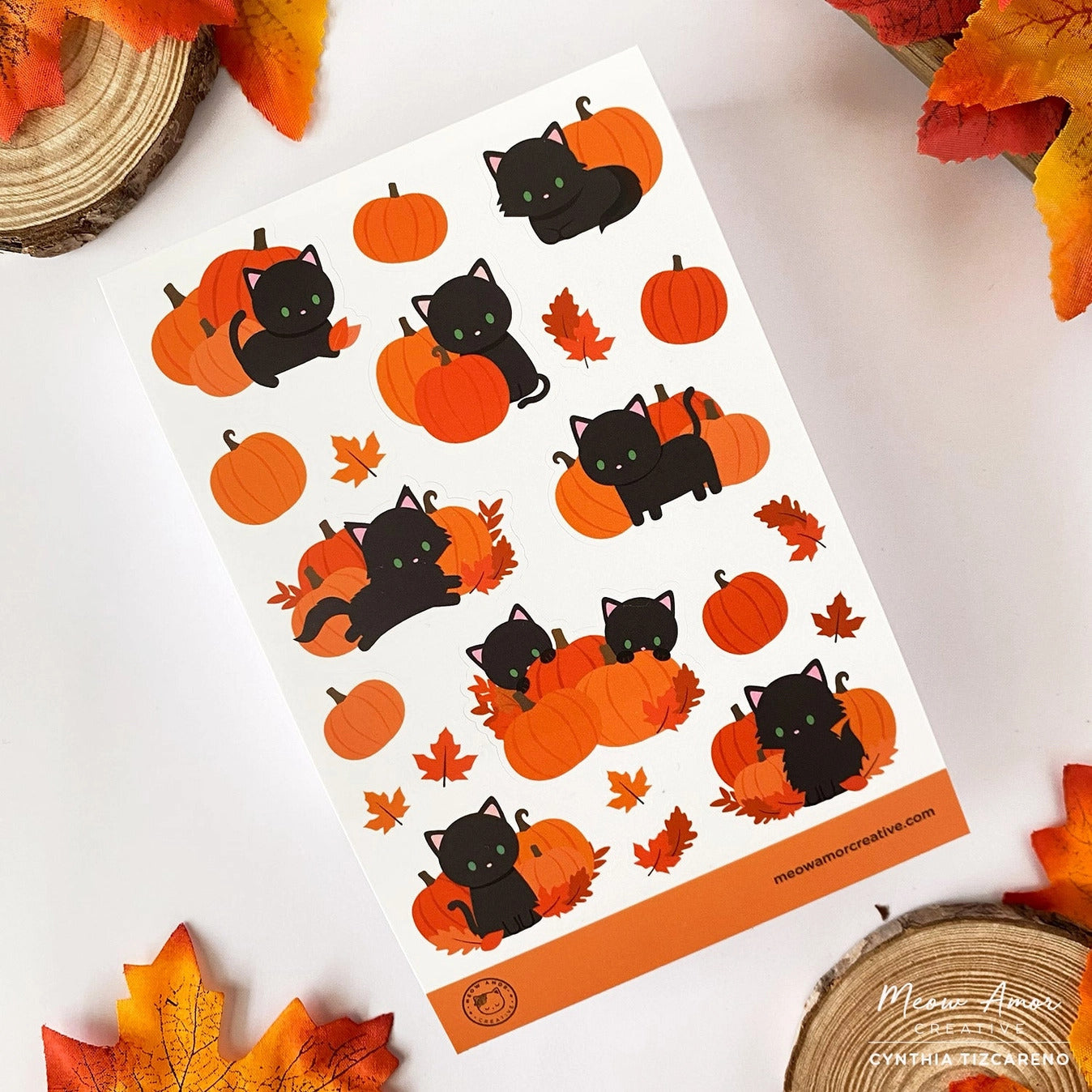 Meow Amor Creative Sticker Sheet - Pumpkin Patch Cats