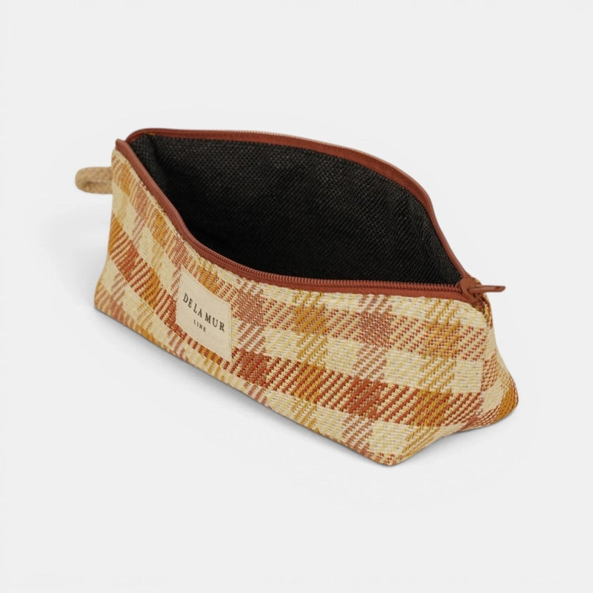 De La Mur Line US Inc. - Gingham Jacquard Pencil Case - Terracotta & Orange