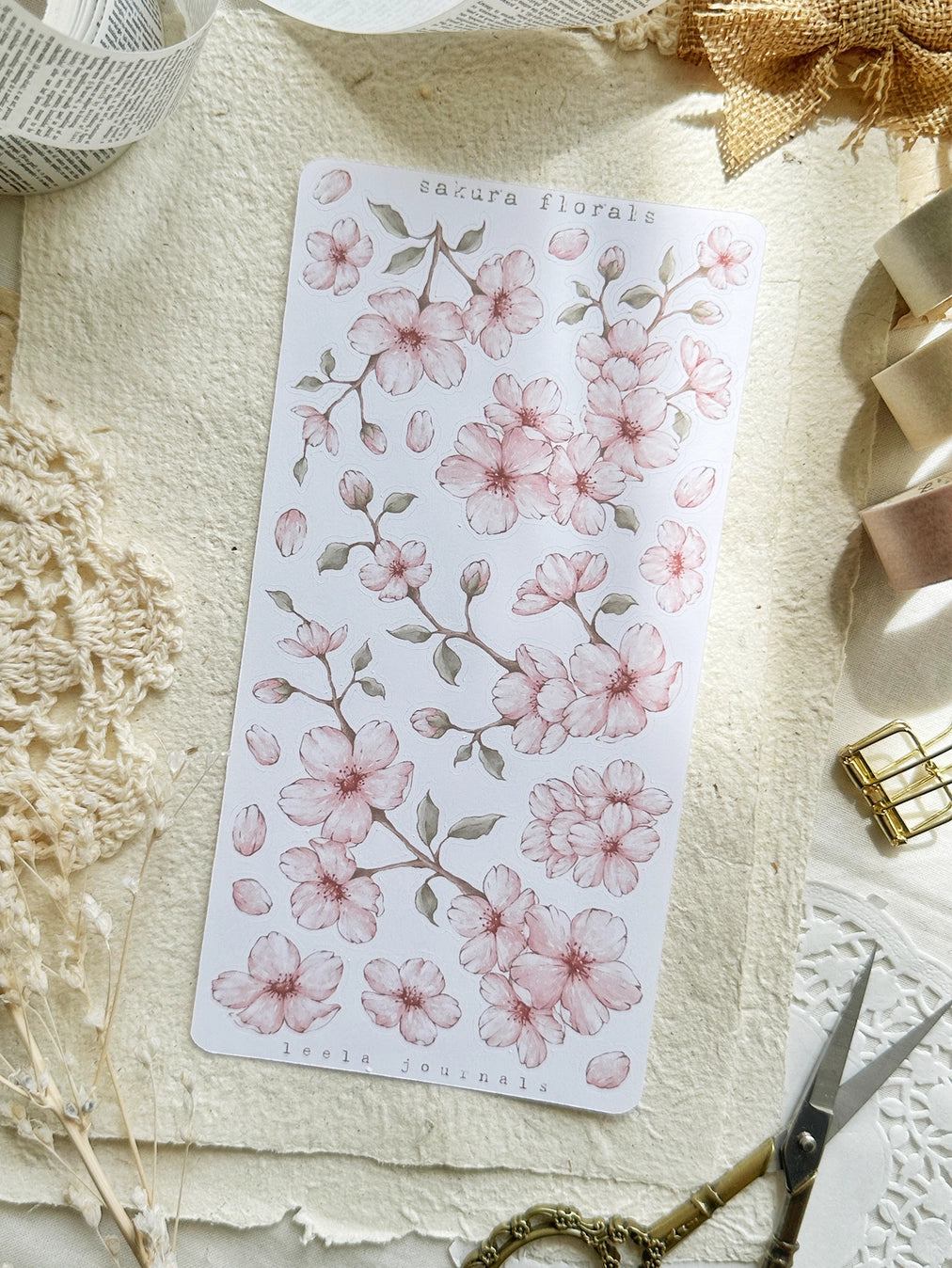 Leelajournals Sticker Sheet - Pink Sakura Cutouts