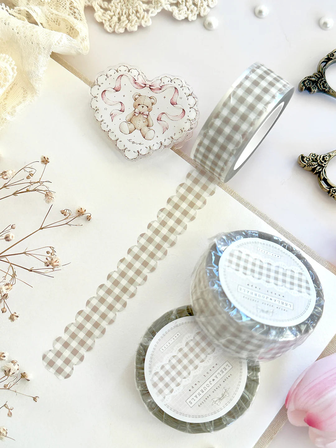Leelajournals Washi Tape - Scalloped Plaid Die Cut