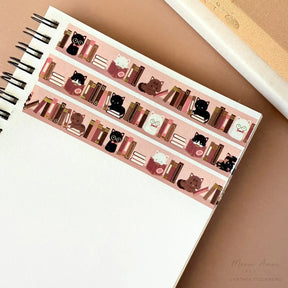 Meow Amor Creative - Blush Book Cats Gold Foil Washi Tape