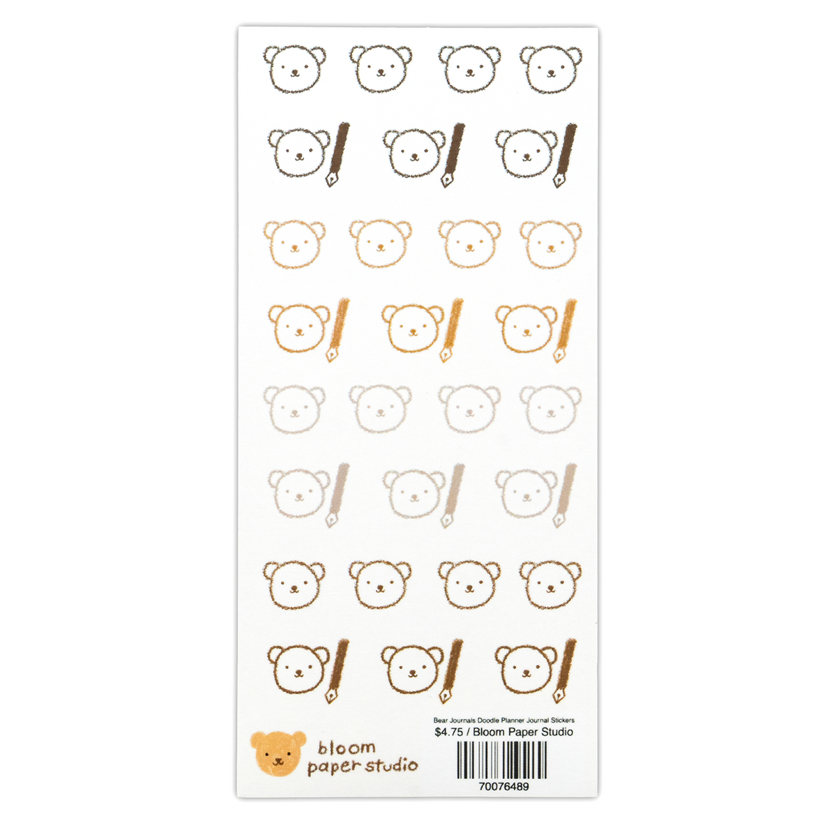 Bloom Paper Studio Sticker - Bear Journals Doodle Planner Journal