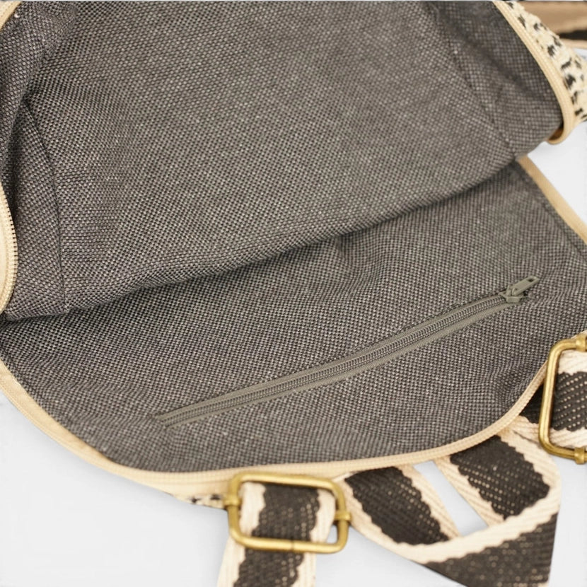 De La Mur Line US Inc. - Leopard Jacquard Backpack - Small Beige & Black