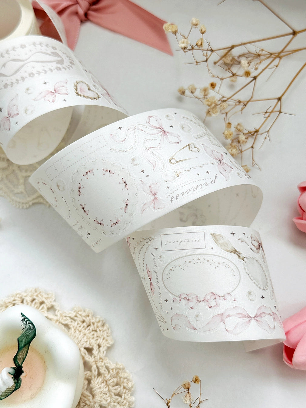 Leelajournals Pet Tape - Bows & Pearls ( Pre Cut)
