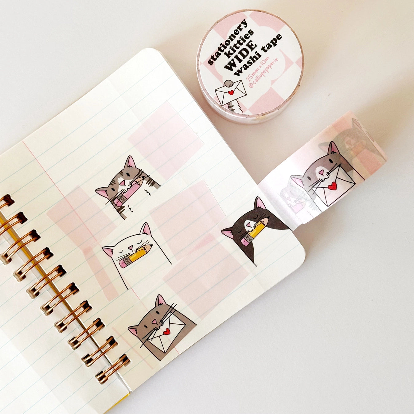 Calliope Pencil Factory - Washi tape - 25mm Stationery Kitties Wide Washi Tape