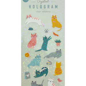 Girl of All Work - Cats Crystal Hologram Clear Stickers