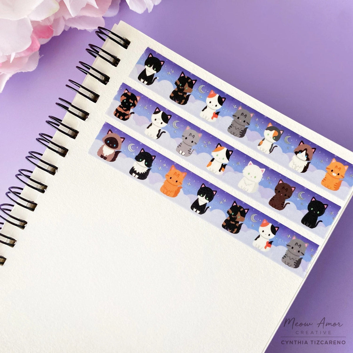 Meow Amor Creative Washi Tape - Night Skies Cat Holo Foil