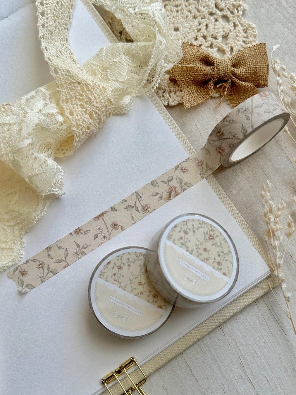 Leelajournals Washi Tape - Beige Red Floral