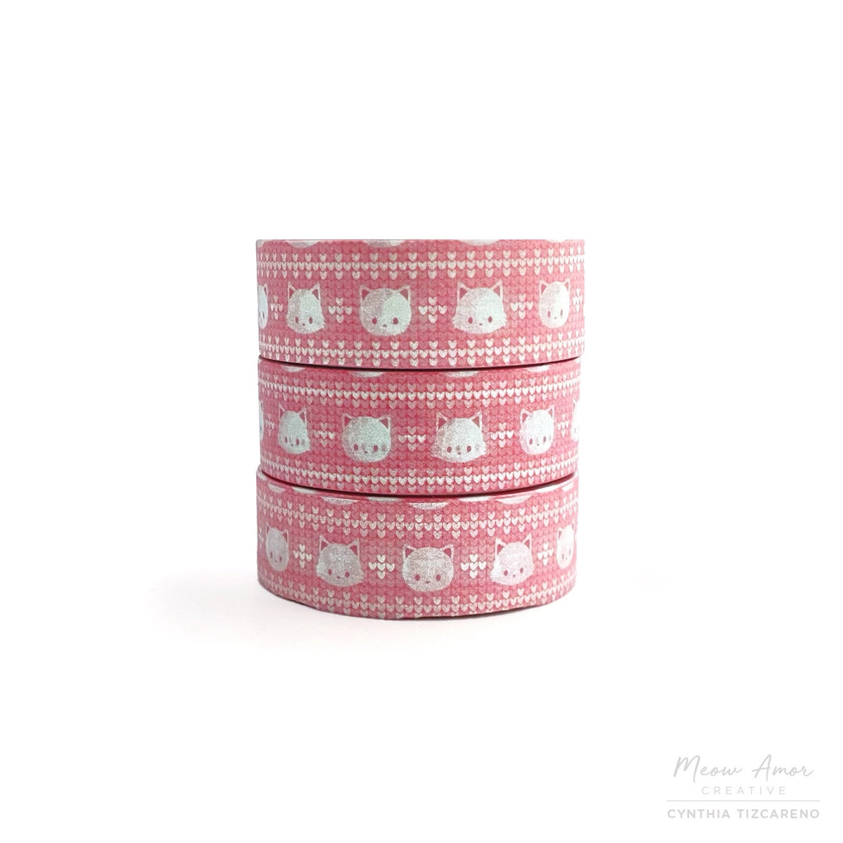 Meow Amor Creative Washi Tape - Pink Christmas Cat