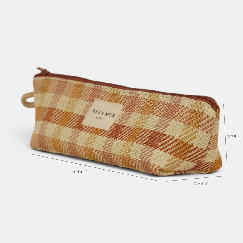 De La Mur Line US Inc. - Gingham Jacquard Pencil Case - Terracotta & Orange
