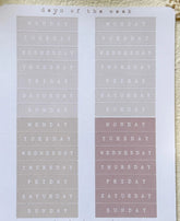 Leelajournals Journaling Sticker Sheet - Squared Weekly Headers Without Border