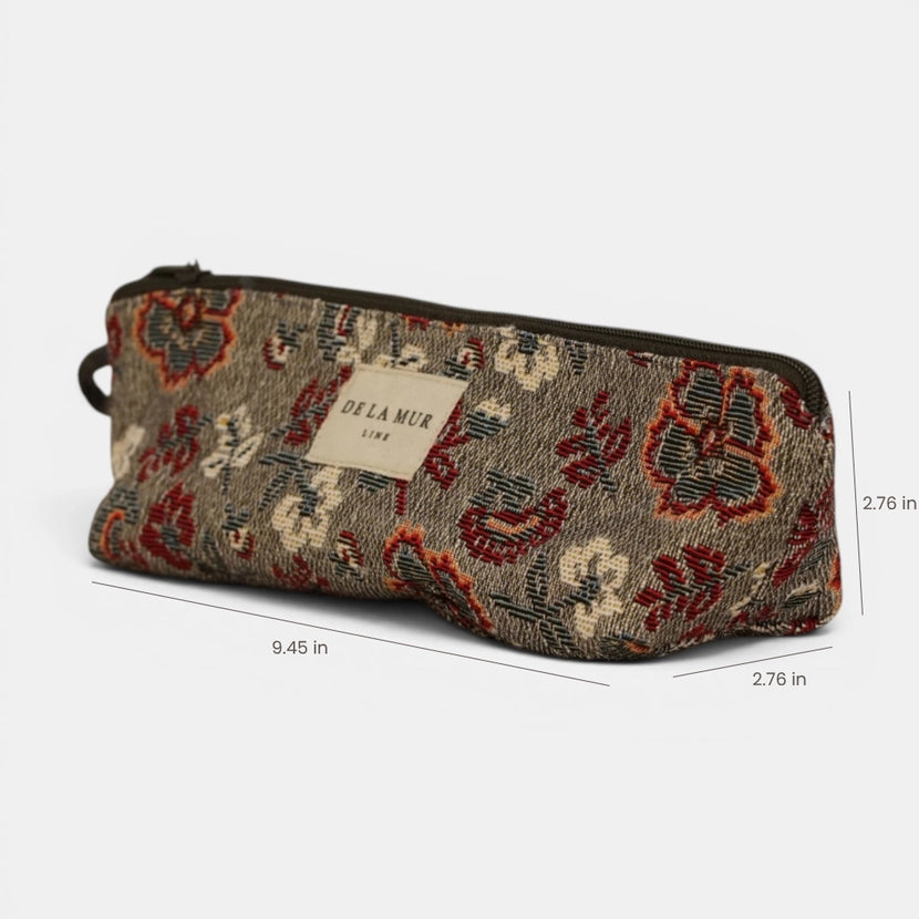 De La Mur Line US Inc. - Floral Jacquard Pencil Case - Burgundy & Gray
