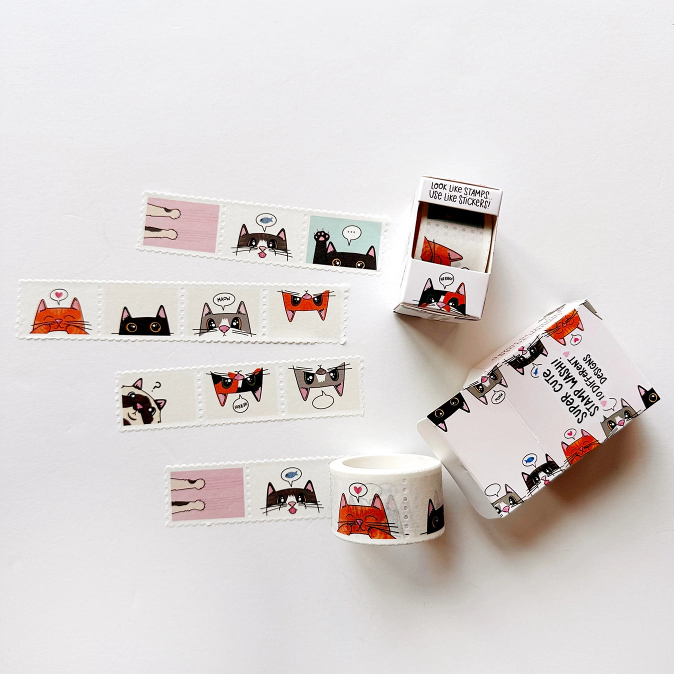 Calliope Pencil Factory - Washi tape - 15mm Mini Meows Faux Stage Stamp
