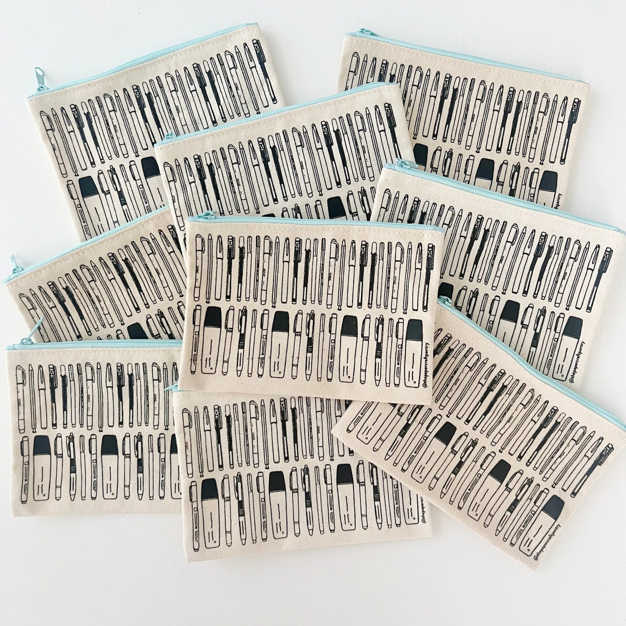 The Paper + Craft Pantry Canvas Pouch - Mint Pens