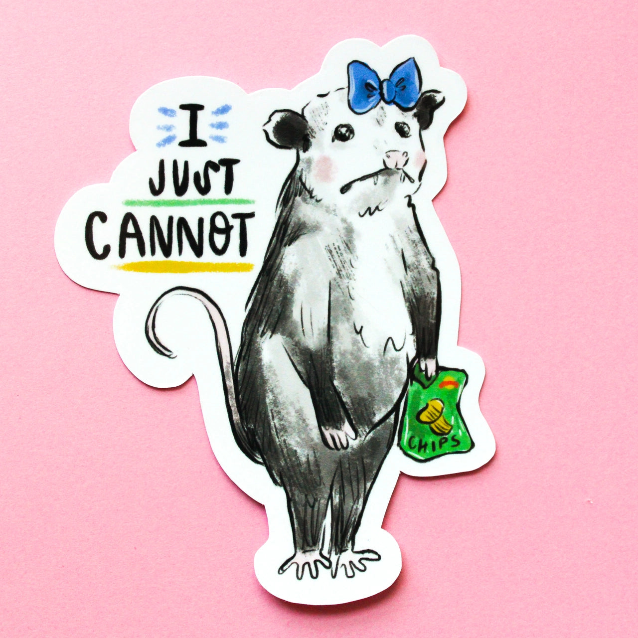 Amy Hartelust Art & Illustration - Vinyl Sticker - Just Cannot Possom