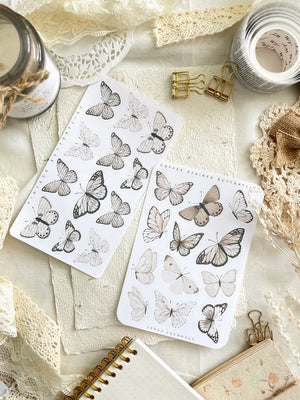 Leelajournals Sticker Sheet Set - Coffee Stained Butterfly